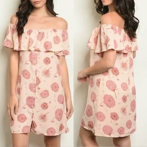 SAGE THE LABEL Delicate Peach Off Shoulder Dress